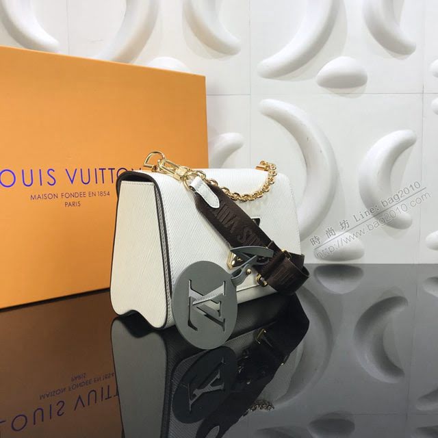 LV包包 M50282粉織 TWIST中號手袋 lv斜跨女包 水波紋肩帶 吊牌鏈條女士挎包  ydh3610